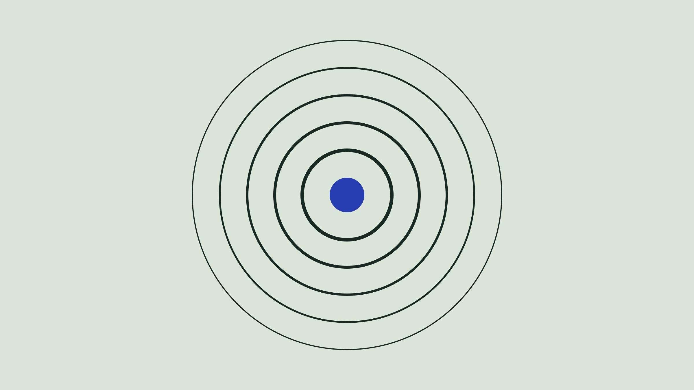 Dark rings spreading out from a blue ball in the middle